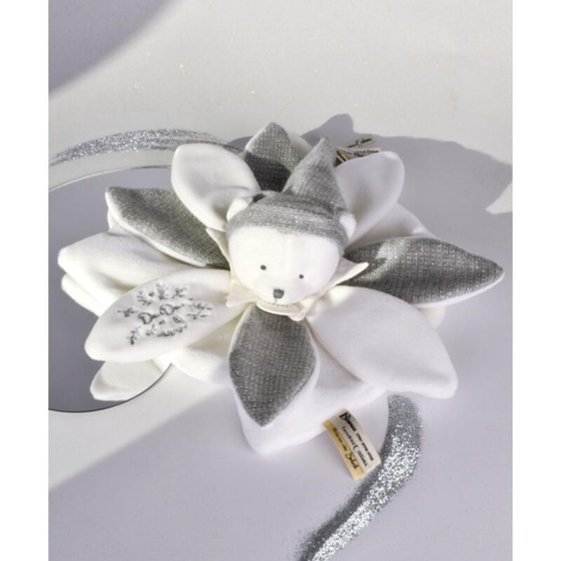 Ours Doudou Collector 25cm Blanc Argente - doudou et compagnie