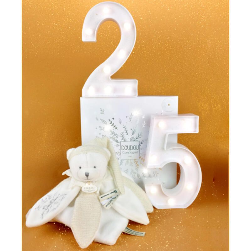 Ours Doudou Collector 25cm Blanc Creme - doudou et compagnie