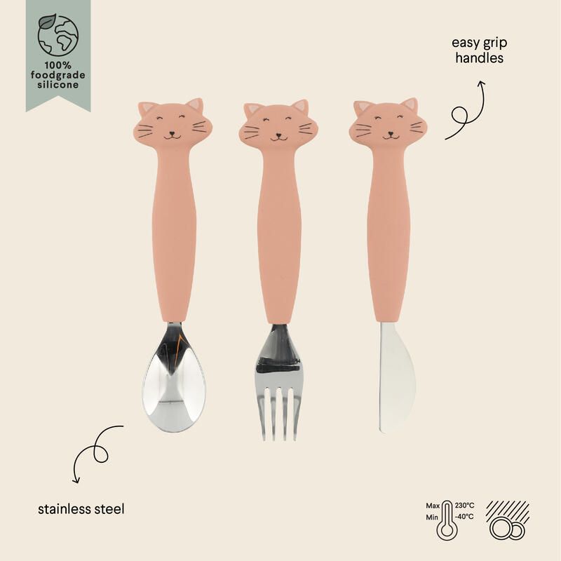 Couverts 3 Pieces En Silicone Rose Trixie Mrs. Cat - trixie