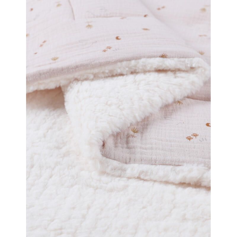 Bm Couverture Mousseline Sherpa - Colombes Du Bonheur Bali, Moka Snow 100x140 Cm Beige - noukie 's