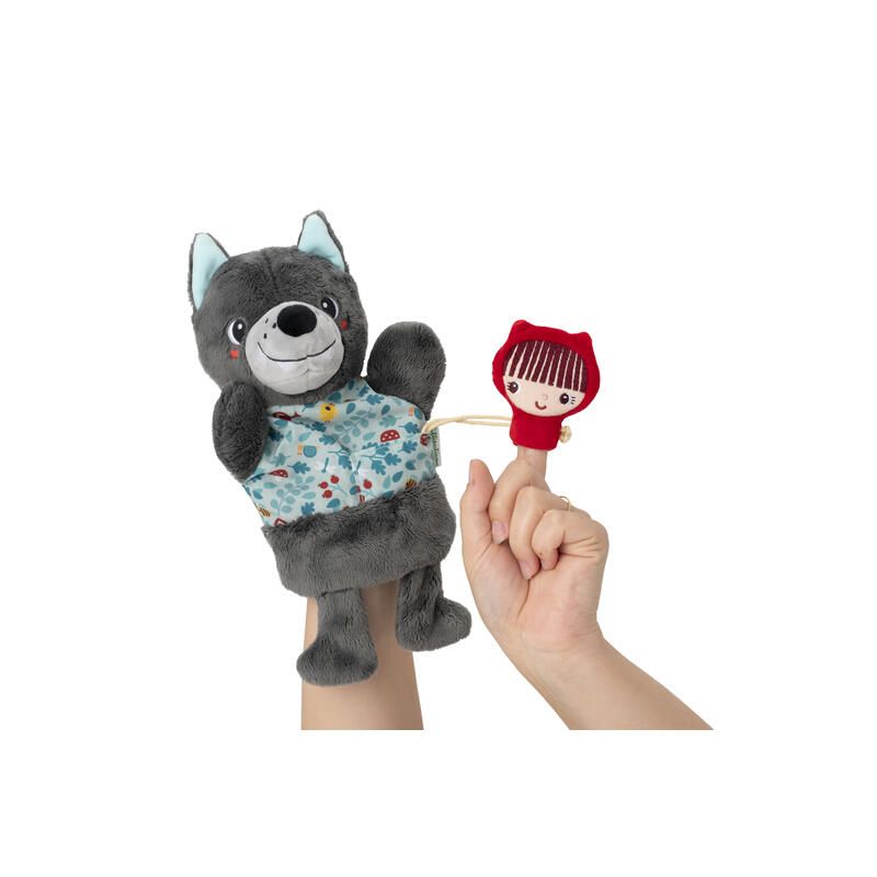 Le Loup Marionnette A Main Louis Gris Bleu - lilliputiens