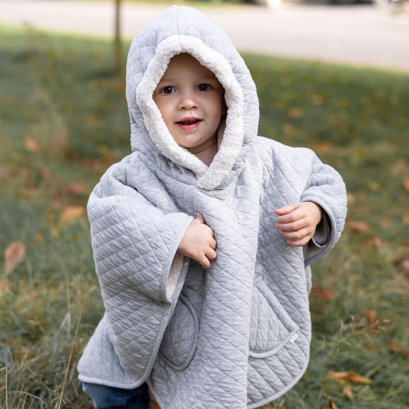 Poncho De Voyage Jersey Quilt 9-36m Grey - bemini