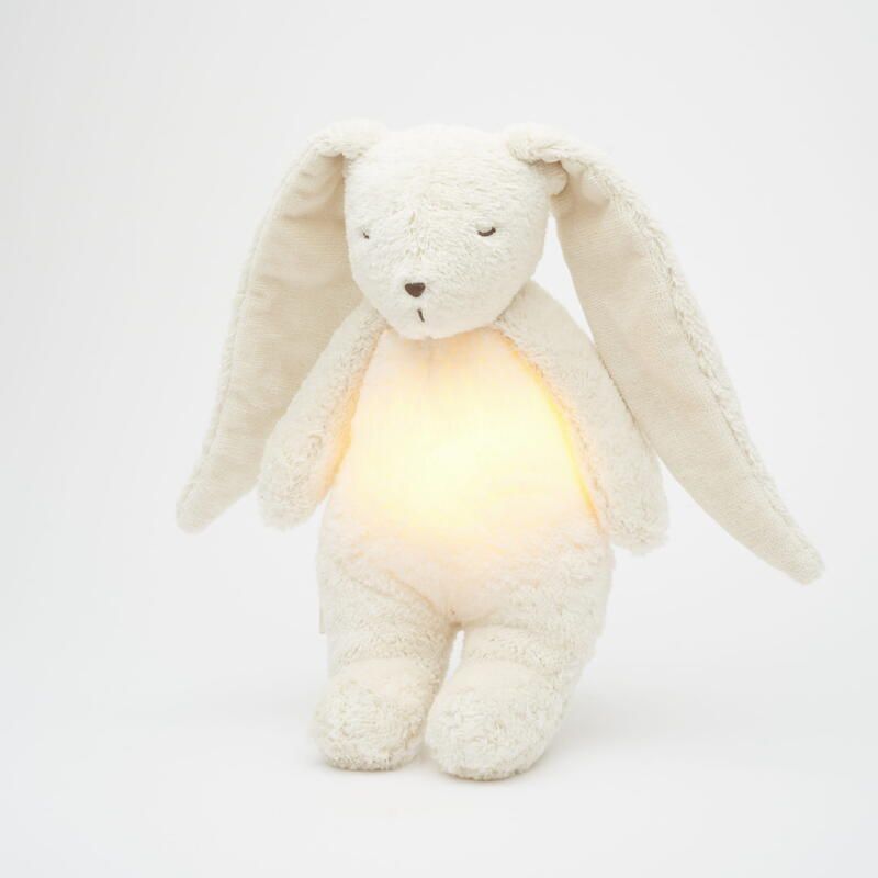 Veilleuse Lapin Nature Bio Avec Sons Lumieres Blanc Polaire - moonie
