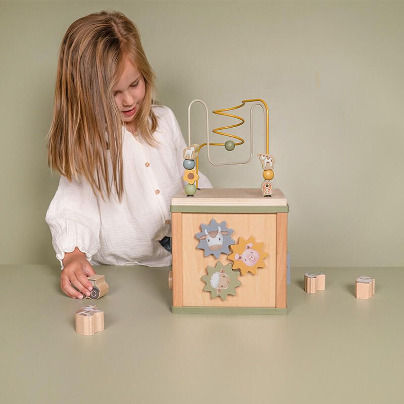 Cube Activite En Bois Little Farm 18m+ Vert - little dutch