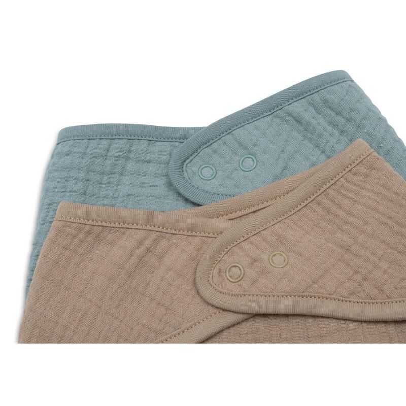 Bavoir Bandana Gaze De Coton X2 Basics Sea Green Biscuit - jollein