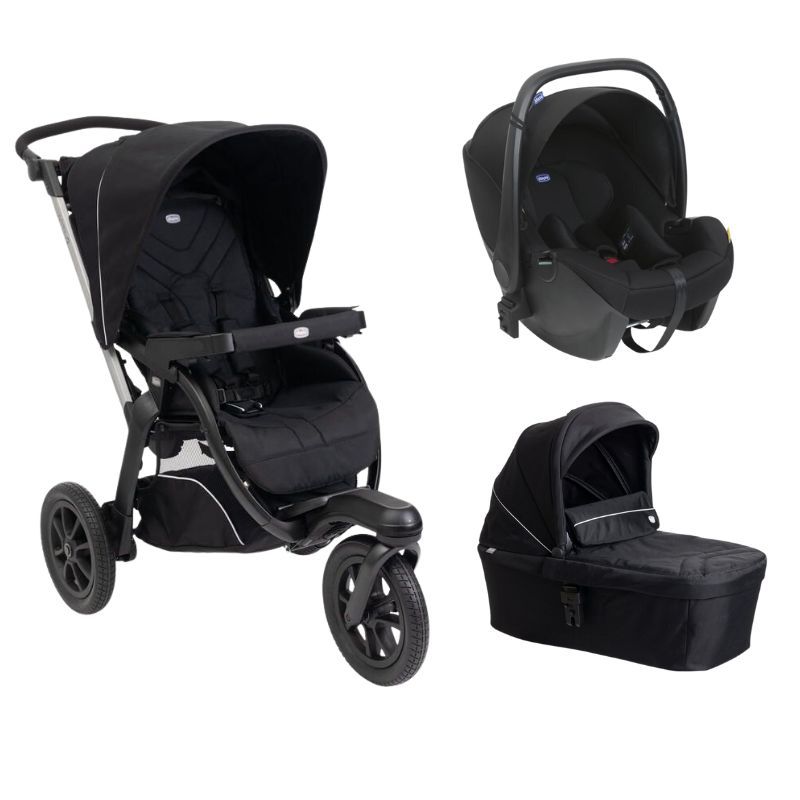 Poussette Trio Activ3 + Siège Auto Kory Black + Nacelle Activ3 Ebony - chicco