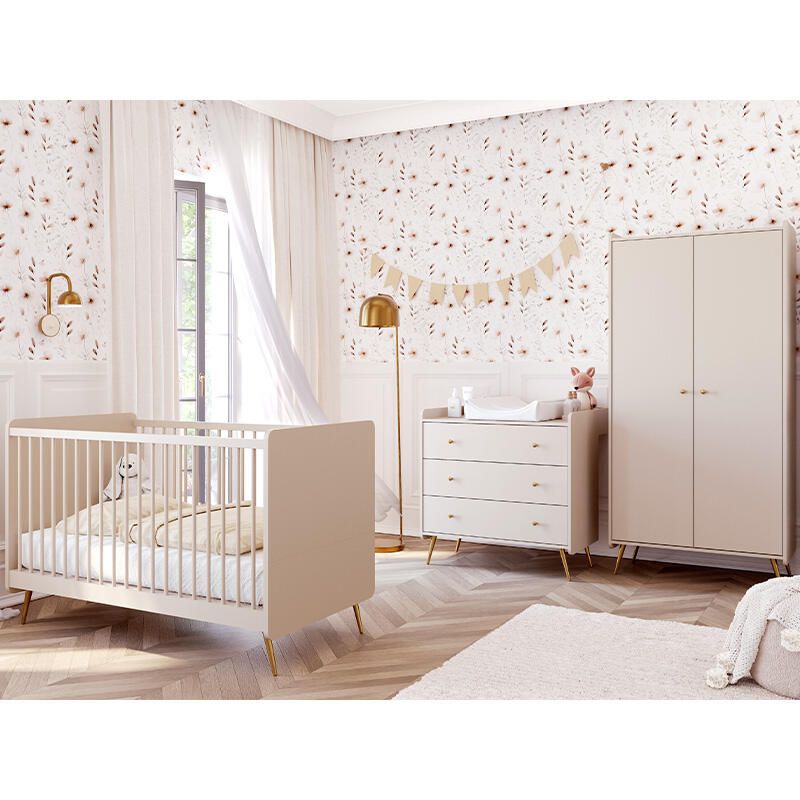 Chambre Trio Lunea Lit bébé évolutif 70x140cm + Commode + Armoire - vox