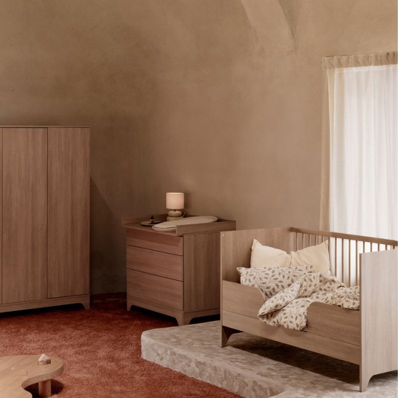 Chambre Trio Tsugi Honey Ash Lit bébé évolutif 70x140cm + Commode + Armoire - quax