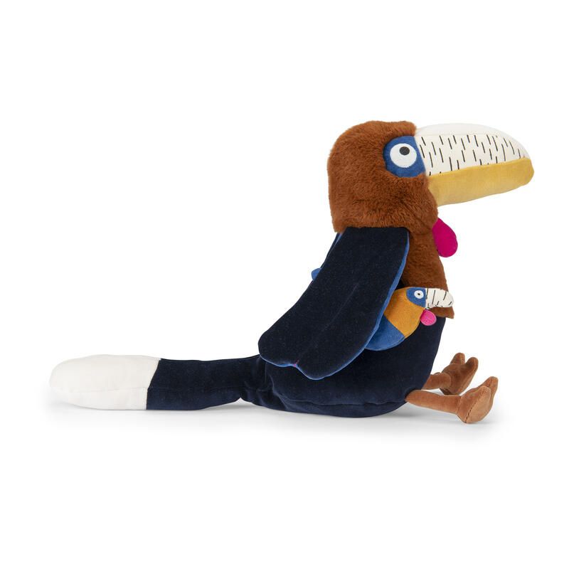 Grande peluche musicale Calao Litchi Bleu Nuit - moulin roty