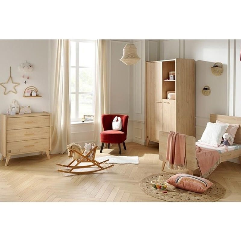 Chambre Trio Arty Lit bébé évolutif 70x140cm + Commode + Armoire - sauthon