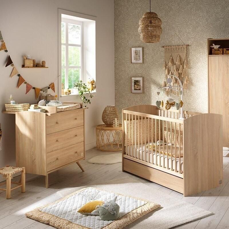 Chambre Duo Access Bois Lit bébé évolutif 70x140cm + Commode - sauthon