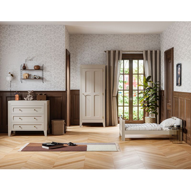 Chambre Trio Milenne Sable Beige Lit bébé évolutif 70x140cm + Commode + Armoire - vox