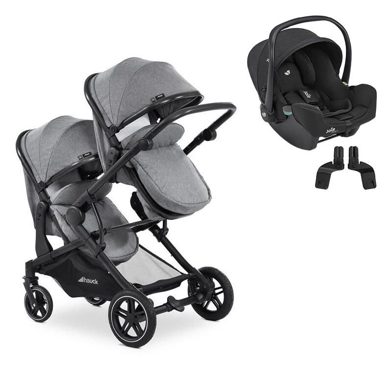 Poussette Duo Double Atlantic Twin + Siège auto i-Snug 2 Melange Grey - hauck