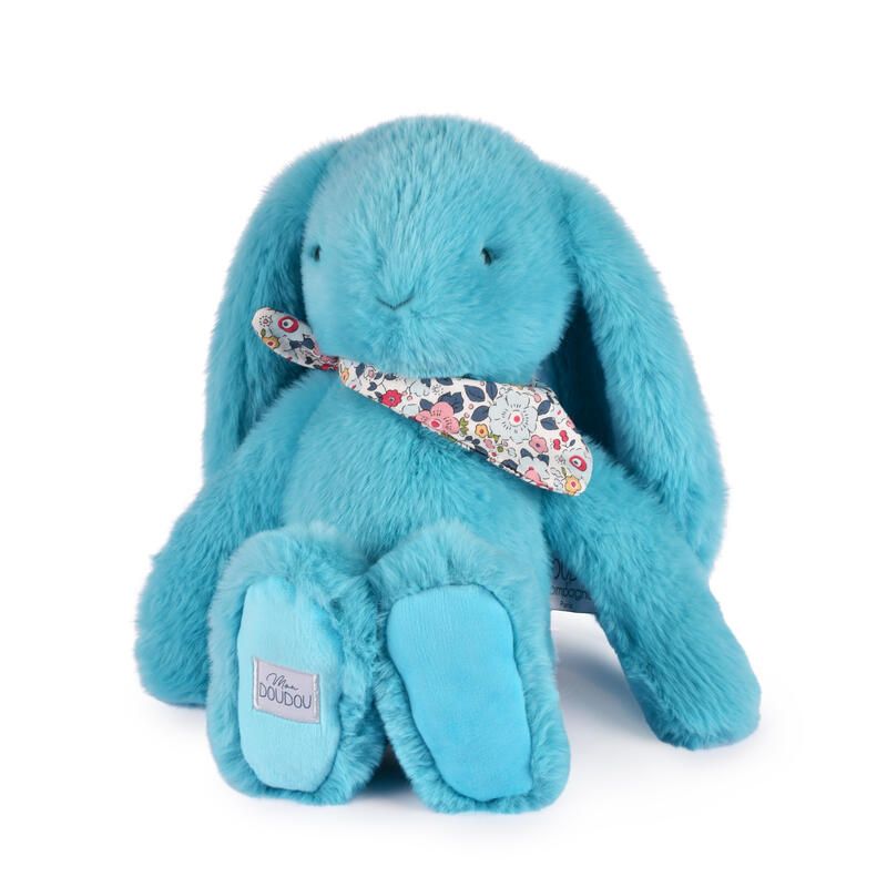 Peluche lapin Fleurette 35cm Turquoise - doudou et compagnie