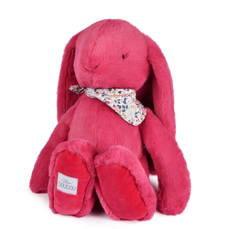 Peluche lapin Fleurette 50cm Rouge - doudou et compagnie