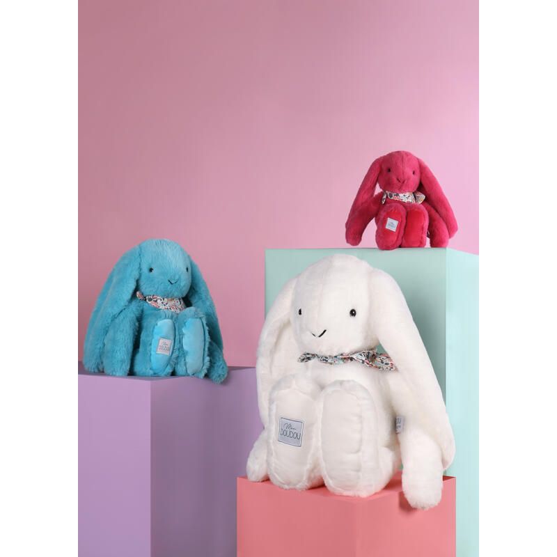 Peluche lapin Fleurette 50cm Rouge - doudou et compagnie
