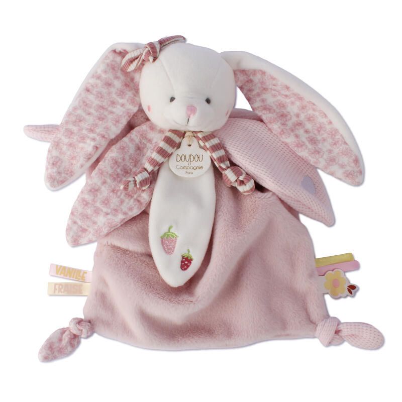 Doudou lapin Vanille Fraise 25cm Rose - doudou et compagnie