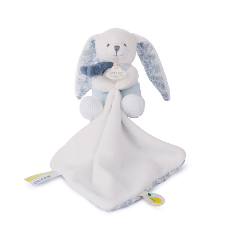 Doudou pantin lapin Cœur Océan 10cm Blanc - doudou et compagnie