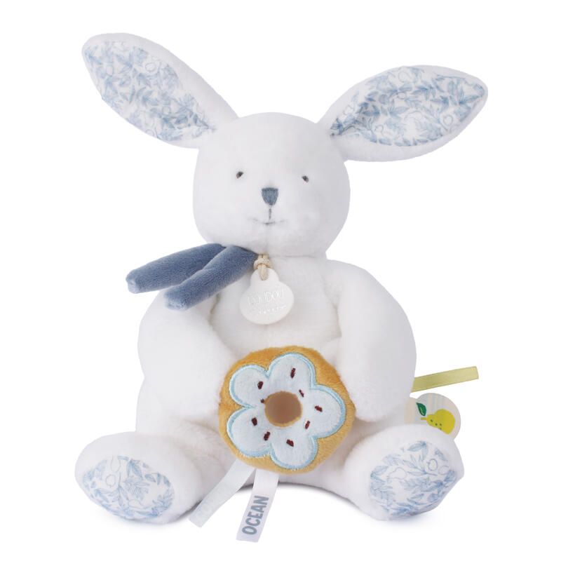 Doudou lapin pantin Coeur Océan 20cm Blanc - doudou et compagnie
