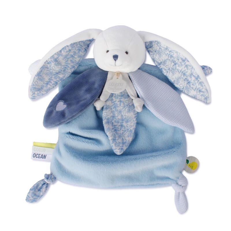 Doudou lapin Cœur Océan 25cm Bleu - doudou et compagnie