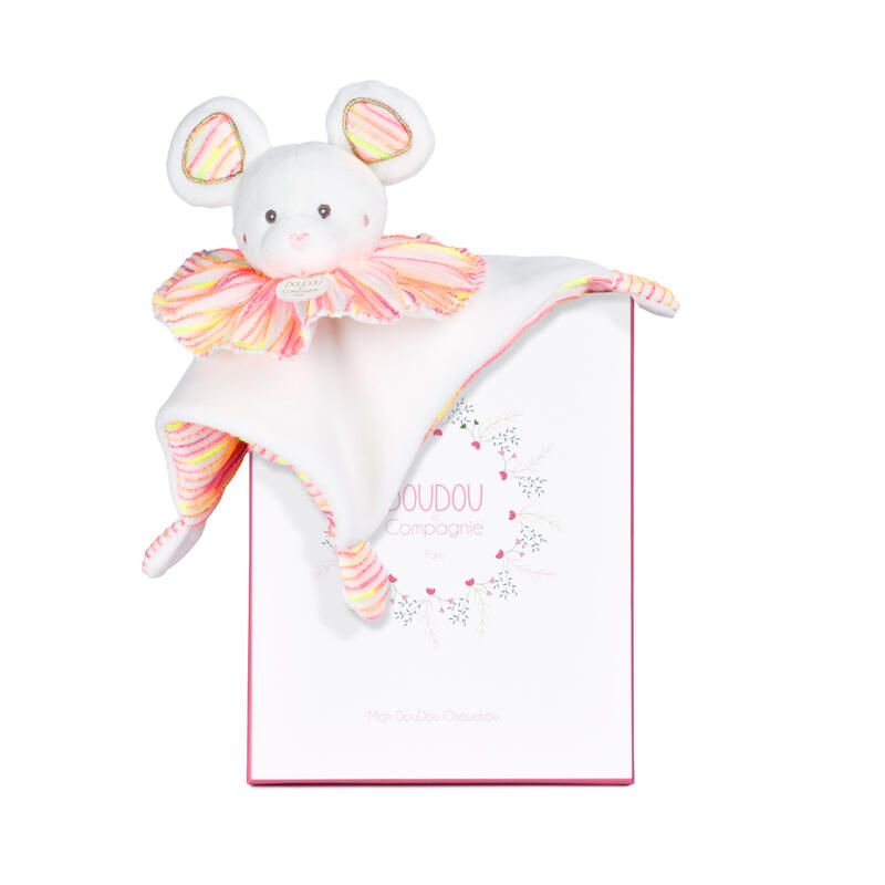 Peluche souris les Chouchoux 20cm Blanc - doudou et compagnie