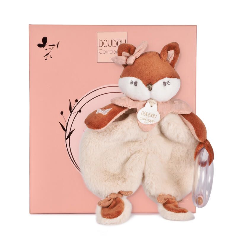Doudou avec hochet Mina 18cm Marron - doudou et compagnie