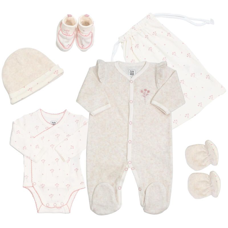 Kit naissance 6 Pièces fille 0m - Beige/Rose - trois kilos sept