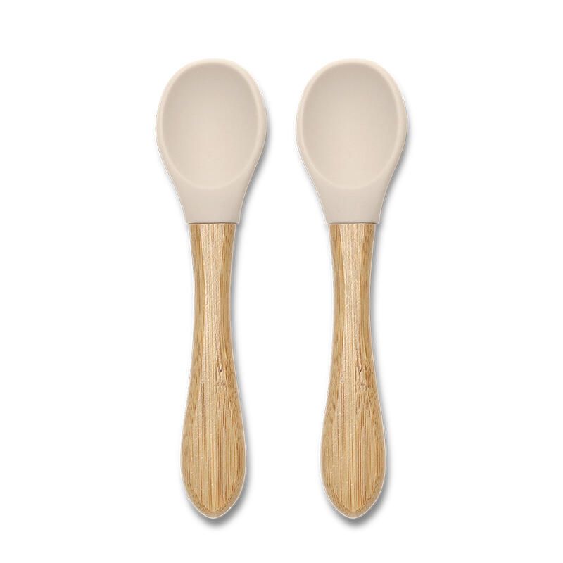Lot de 2 cuillères en silicone et bambou Beige - lorelli