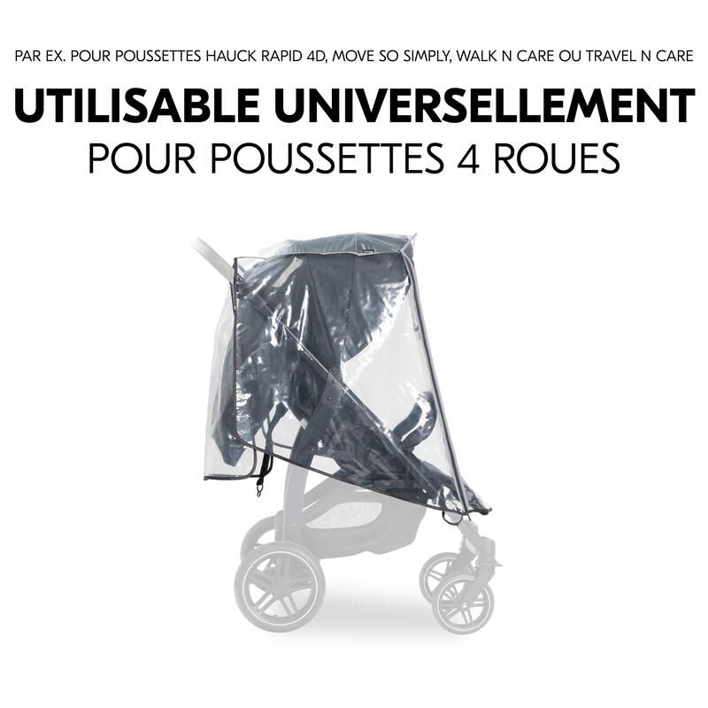 Habillage pluie universel pour poussette 4 roues - hauck