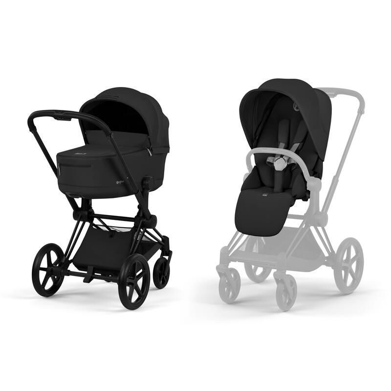 Poussette Duo Priam 5 Comfort + Nacelle pliable Matt Black Sepia Black - cybex