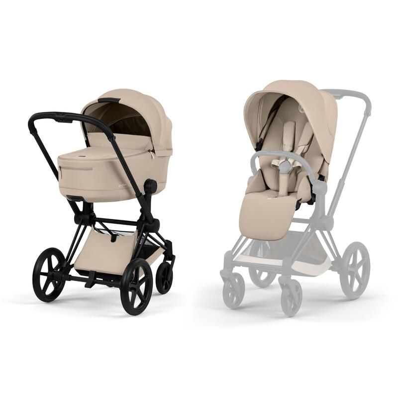 Poussette Duo Priam 5 Comfort + Nacelle pliable Matt Black Cozy Beige - cybex