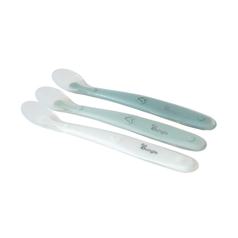 Set de cuillères douces en silicone - Jade Vert Sauge Blanc - bojungle