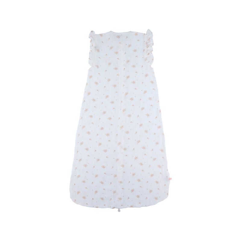 Gigoteuse mousseline bio Vintage Flowers Fleurs Dantan 100cm Blanc Rose - noukie 's