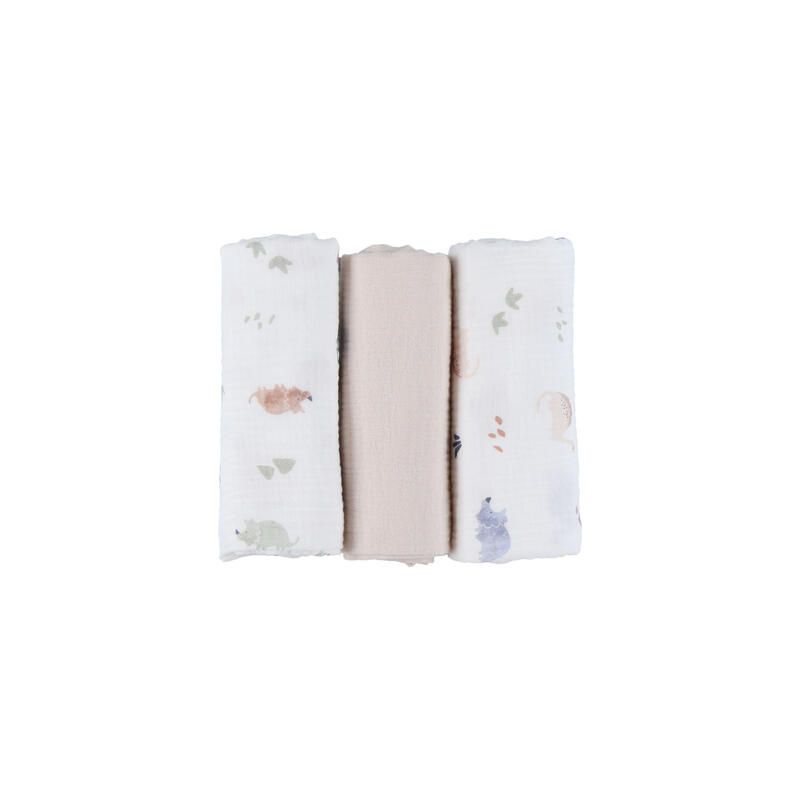 Lot de 3 langes mousseline bio 70x70cm Ecru Beige - noukie 's