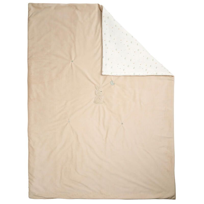 Couverture édredon velours-gaze de coton Loulou 100x135cm Sable - nattou
