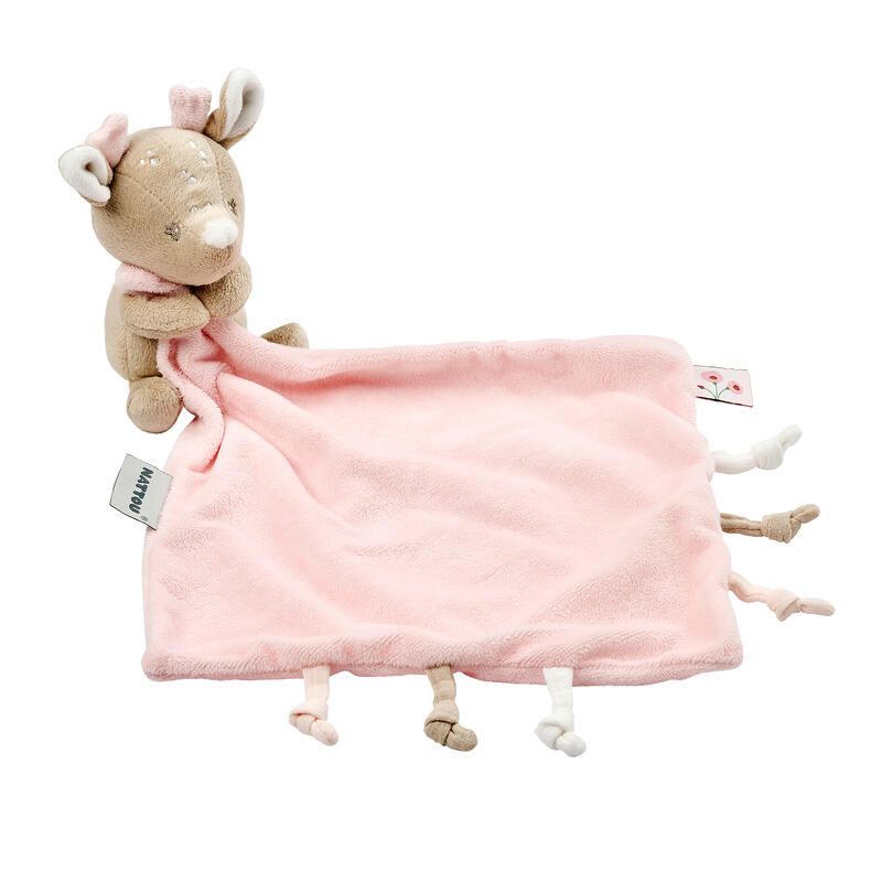 Doudou calin Couverture Cerf Fanfan 27x27cm - Rose - nattou