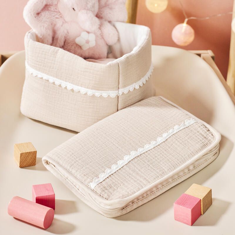 Panier nursery carre Fanfan 20x20cm - Sable - nattou