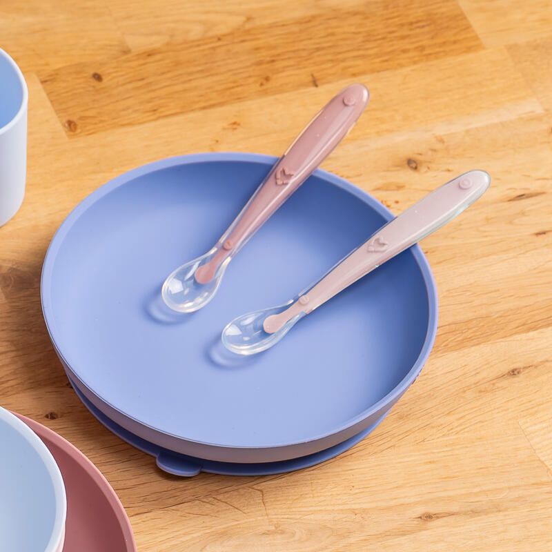 lot de 2 cuillères + étui en silicone Rose - nattou