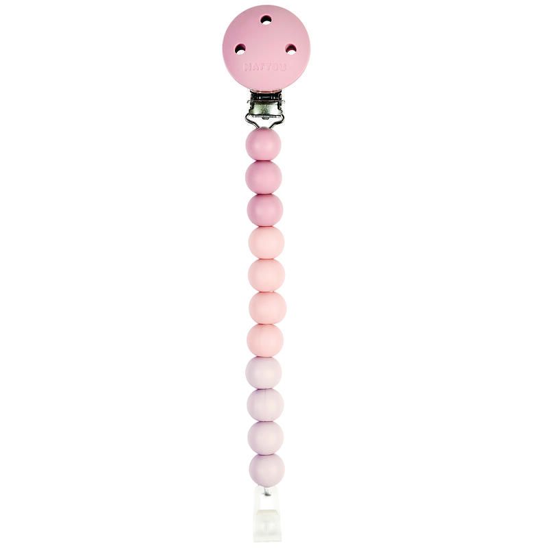 Attache sucette en perle silicone Rose fondu - nattou