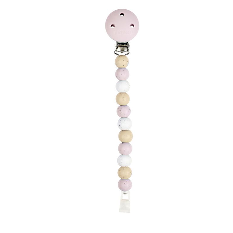 Attache sucette en perle silicone pointillé Rose - nattou