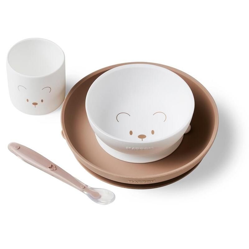 Coffret repas silicone 4 pièces - Blanc Beige - nattou