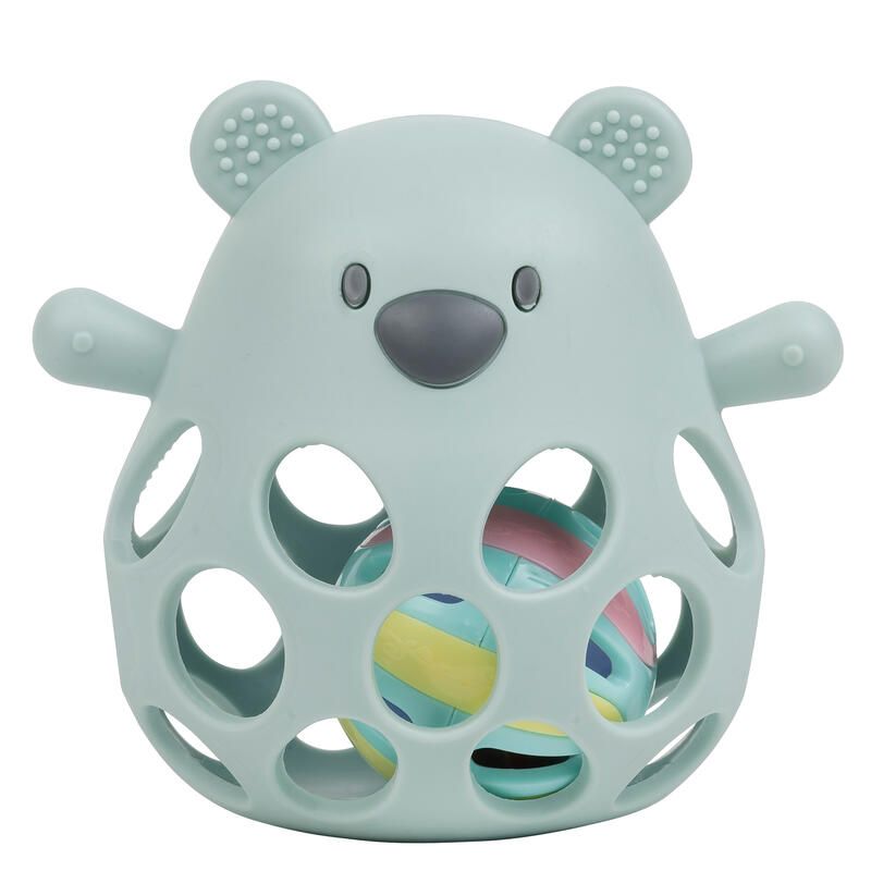 Hochet en silicone avec balle Ours Vert - nattou