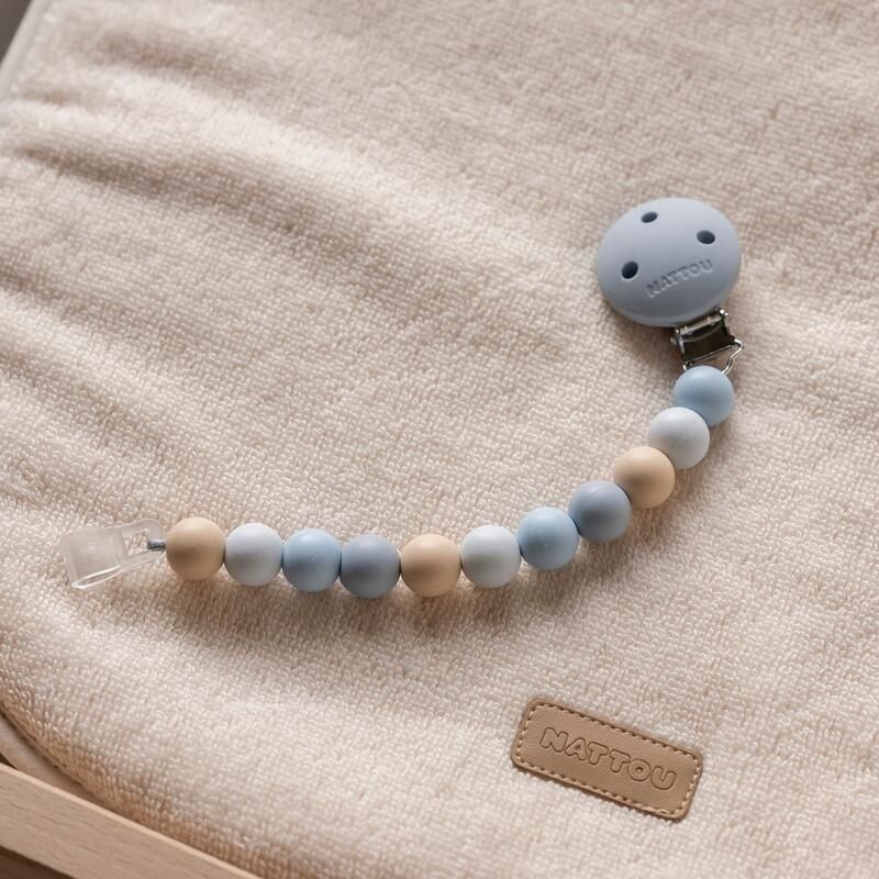 Attache Sucette silicone - Bleu - nattou
