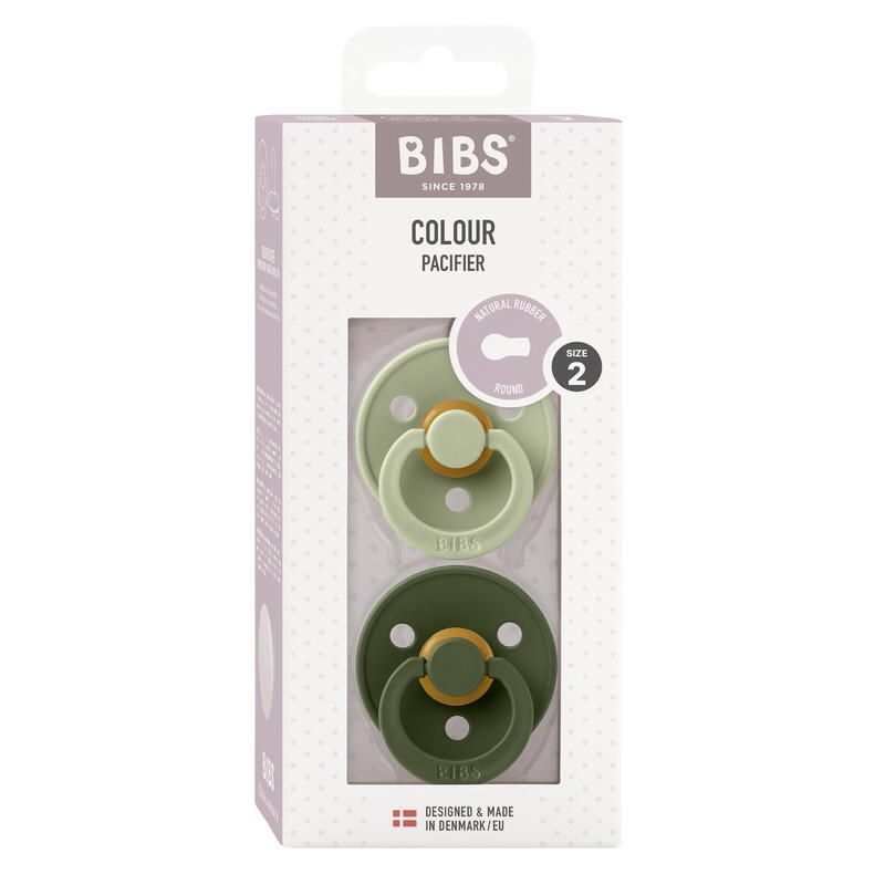 Lot de 2 sucettes en caoutchouc 6-18m Sage et Hunter Green - bibs