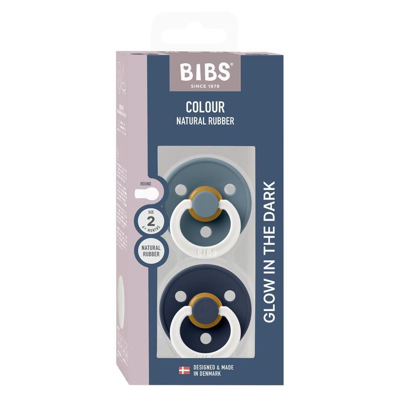Lot de 2 sucettes de nuit en caoutchouc 6-18m Glow Petrol et Deep Space - bibs