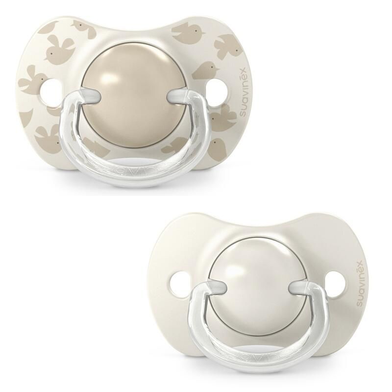 Lot de 2 Sucettes symétriques Birdies 6-18m - Beige - suavinex