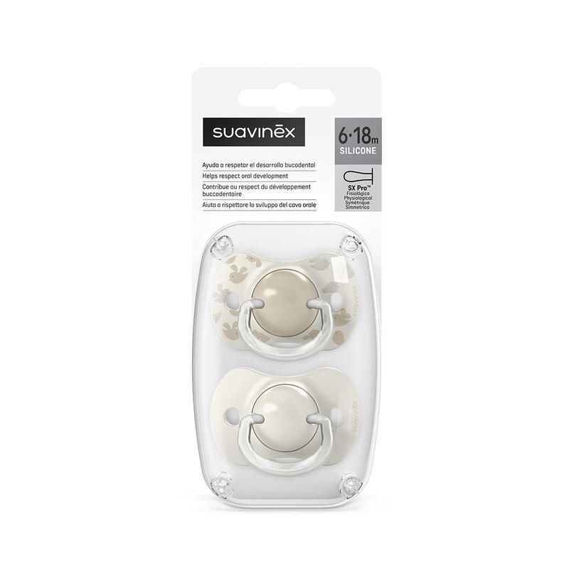 Lot de 2 Sucettes symétriques Birdies 6-18m - Beige - suavinex