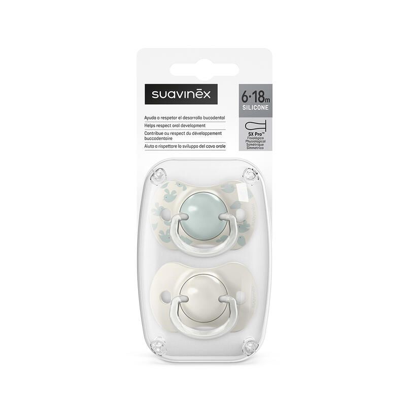 Lot de 2 Sucettes symétriques Birdies 6-18m - Vert - suavinex