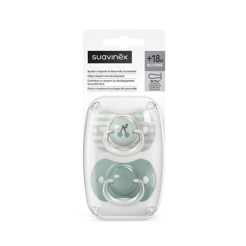 Lot de 2 Sucettes symétriques Birdies +18m - Vert - suavinex