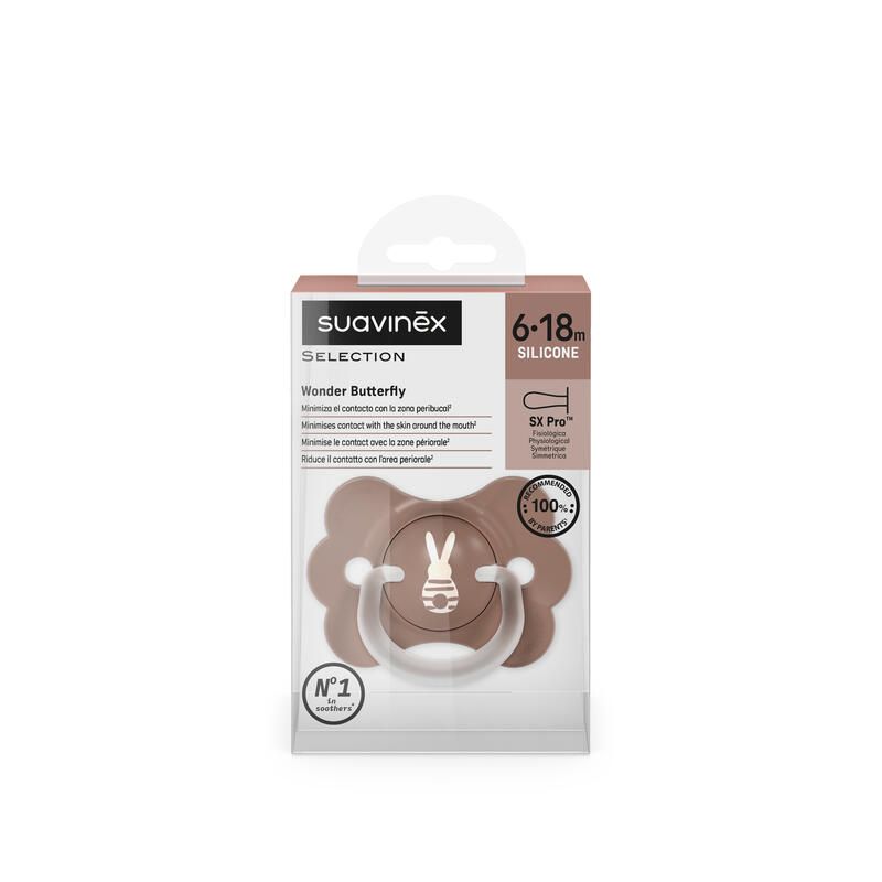 Sucette Butterfly SX Pro 6/18M décorée Wonderland Lapin Marron - suavinex